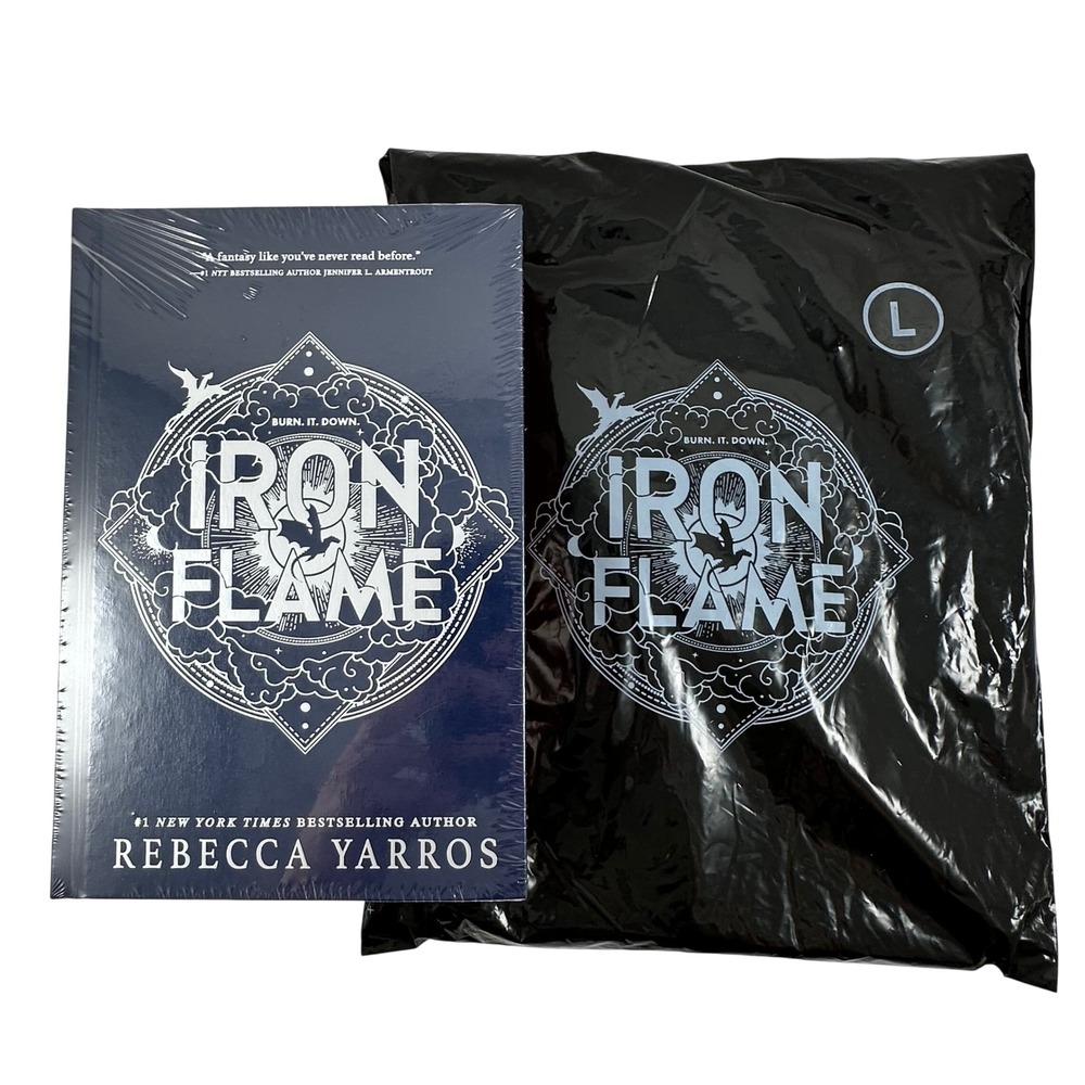 Iron Flame Rebecca Yarros HC Book & Red Sox Large Gold Jersey Special Edition